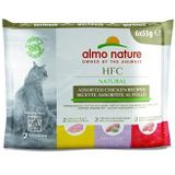 Almo Nature - HFC Natural Kip Selection – Vochtig voer voor volwassen katten: 6 vershoudzakjes van 55 g