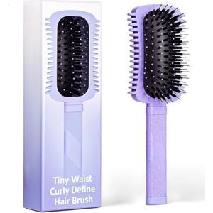 TOZKZO Krullend Haar Borstel, Ergonomische Krulborstel voor Glad Ontwarren en Krulversteviging voor Nat en Droog Haar - Paars