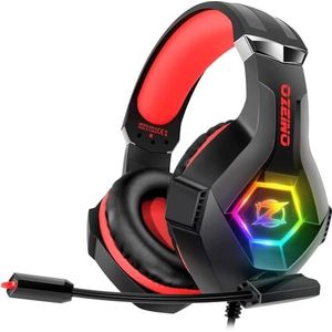 Ozeino - Gaming Headset - Rood - Geheugen Oorbeschermers - Ruisonderdrukking