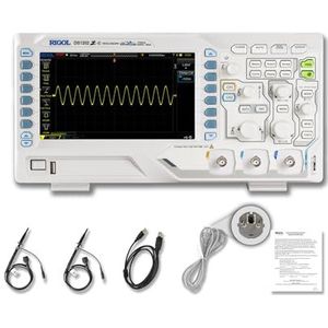 Rigol Oscilloscoop,DS1202Z-E Laboratorium Oscilloscoopen,200 MHz,2A+EXT kanalen,7-inch HD-fosforscherm,Ondersteunt golfvormopname en -weergave,Geschikt voor R&D,onderhoud en laboratoriumonderwijs