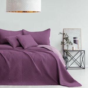 AmeliaHome Sprei violet lila 220x240 bedsprei tweezijdig ultrasoon stiksel polyester softa