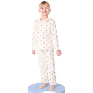 Petit Bateau Pyjama voor kinderen van fluweel, bedrukt met gouden harten, Milk/goud, 24 Maanden