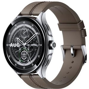 Xiaomi Watch 2 Pro 4G (LTE) Smartwatch (135-205 mm, leer, zilver/bruin), Eén maat