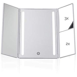 Pauleen 48006 Chic Glamour Mirror make-upspiegel met licht en touchdimmer en vergrotende spiegel LED spiegel wit mat kunststof/spiegel