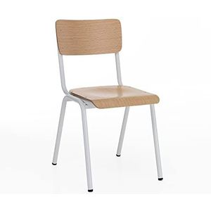 Oresteluchetta Murphy Wood stoelen, staal, eiken, hoogte 80 x B44 x D 57, 4 stuks