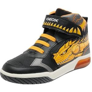 Geox J INEK Boy A, sneakers, zwart/geel, maat 34, Zwart Geel, 34 EU