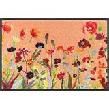 wash + dry Wildflowers deurmat, polyamide, bruin, 40x60 cm