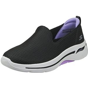 Skechers Go Walk Arch Fit Idyllische Sneaker voor dames, Zwarte Textiel Lavendel Trim, 43 EU