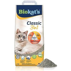 Biokat's Classic 3in1, geurloos - Klontvormende kattenbakvulling met korrels in 3 verschillende groottes - 1 zak (1 x 10 l)