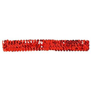 Widmann 00308 - Hoofdband met pailletten, volwassen vrouw, jaren 20, 30, Charleston, gangster, carnaval, one size, rood