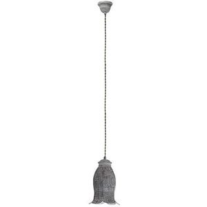 EGLO Hanglamp Talbot 1, oosterse pendellamp boven eettafel, lamp hangend voor woonkamer en eetkamer, vintage eettafellamp van grijs metaal, E27 fitting