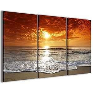 Stampe su Tela Afbeelding Red Sun zon, rood, modern canvas, uit 3 panelen, klaar om op te hangen, 90 x 60 cm