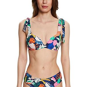 ESPRIT Bikini-top met bont patroon en variabele bandjes, navy, 40