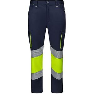 VELILLA 303008S stretchbroek, tweekleurig, gesegmenteerde band, marineblauw en neongeel, maat L, marineblauw en neongeel, L