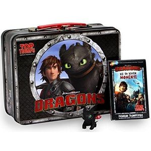 Winning Moves WIN62233 Kidsbox-het premium troefspel met exclusieve drakenfiguur tanden, reis- en compact spel How to Train Your Dragon accessoires