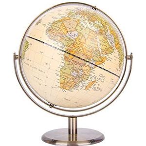 Exerz 20 cm wereldbol Antieke wereldbol Metalen boog en voet Gebronsde kleur - Alle richtingen 360 ° roterend - Educatief/Geografisch/Bureaubladdecoratie -