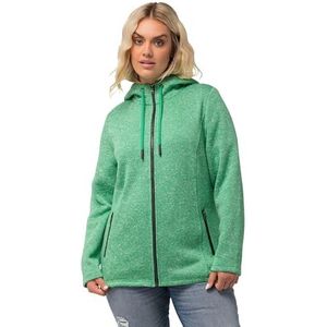 Ulla Popken - Sweatvest - Groen Gemêleerd - Capuchon - Ritssluiting