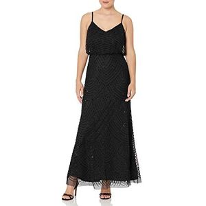 Adrianna Papell Women's Art Deco Beaded Blouson Gown, Black, 10