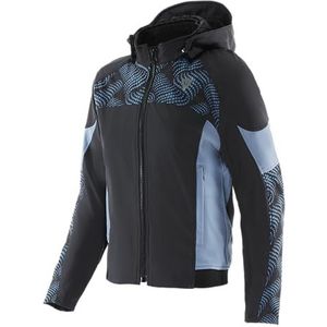 DAINESE Ignite 2 Tex Jacket Wmn Motorjack van stof met capuchon, zwart/blauw mirage, 52, zwart/blauw Mirage, 52