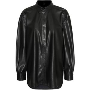 VERO MODA Dames Vmolympia L/S Oversize Pl Shirt Noos blouse met lange mouwen, zwart, XS