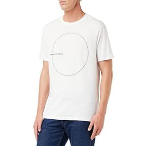 Armani Exchange Heren Front Circular Logo, T-shirt met korte mouwen, wit, S