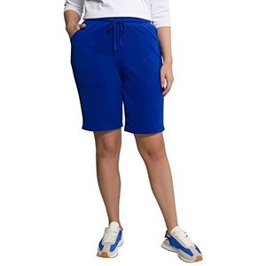 Ulla Popken Damesshorts, smalle pijpen, elastische tailleband, zachte badstof broek, blauw, 32W / 32L