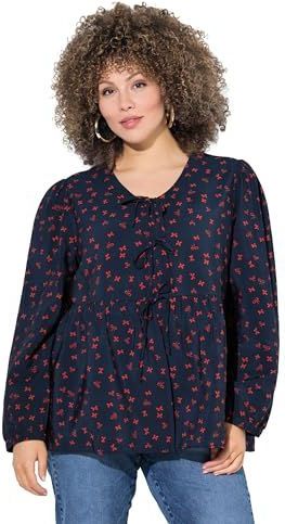 Ulla Popken - Blouse - Marine/Rood - Blouseshirt