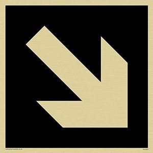 Viking Signs DV1053-S15-GV Diagonal Pijl Only Sign, Negatieve Zwarte Tekst, Vinyl Gold Sticker, 150 mm H x 150 mm W