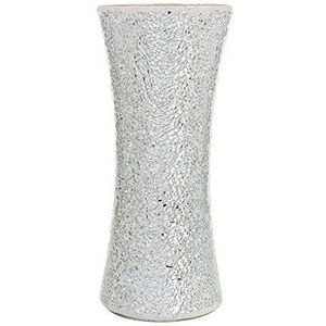 London Boutique Vaas Cilinder Handgemaakte Mozaïek Glitter Vaas Decoratief Sprankelend Glas Cadeau Cadeau (Cilinder Zilver)