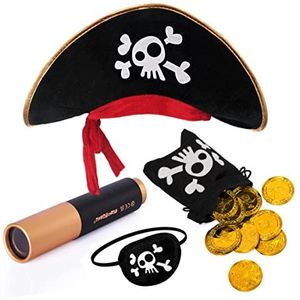 papapanda piratenhoed ooglapje Caribische telescoop gouden munten schat tas voor kinderen