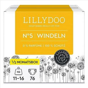 LILLYDOO Huidvriendelijke luiers maat 5 (11-16 kg) halve maandbox (76 luiers) (FSC Mix) Maat 5 (76 Stuk)