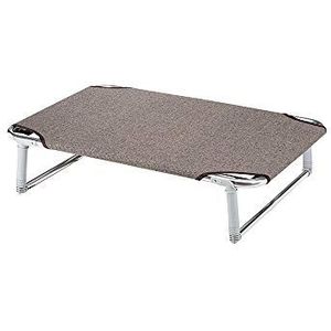 Ferplast DREAM 80, Stretcher voor honden verhoogd bed,aluminium structuur met elastische bochten, stoffen bekleding met de kleur Taupe, 84 x 54 x h 18 cm
