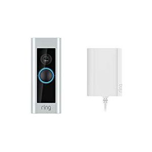 Ring Video Doorbell Pro met stekkeradapter, 1080p HD, tweerichtingsspraak, wifi, bewegingsdetectie | Inclusief proefabonnement van 30 dagen op Ring Protect Plus