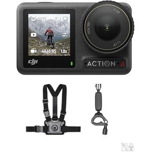 DJI Osmo Action 4 Standard Combo - 4K /120 fps waterdichte actiecamera met een 1/1,3 inch sensor, zwart & Osmo Action-fietsaccessoireset