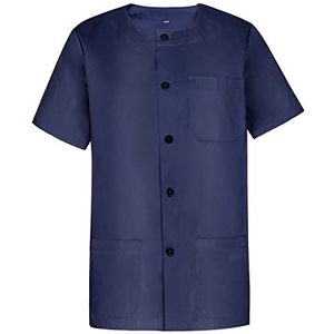 MISEMIYA - Sanitair overhemd uniseks/heren ronde hals sanitair uniformen 833, Donkerblauw, XL