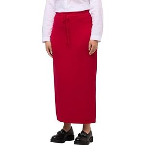 Ulla Popken, Dames, grote maten, rechte gebreide rok met tailleband, rood, 50-52 grote maten