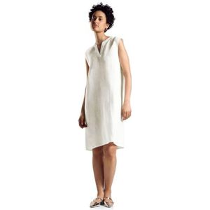 Street One Ls_Office Solid Linen damesjurk met mouwen, off-white, 36