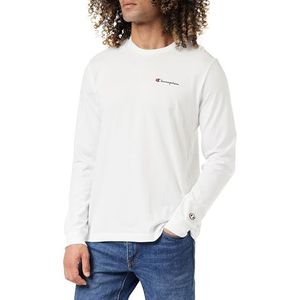 Champion Legacy American Classics-Script Logo L-s Crewneck Lange Mouw T-shirt voor Heren, Wit, M