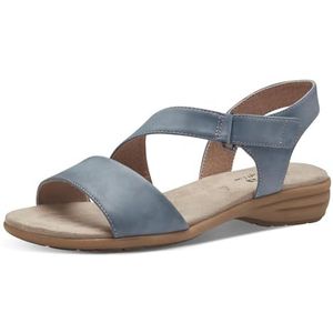 Jana Softline 8-28167-42 802 Denim Damessandalen, comfortabele extra brede alledaagse schoen, feestelijk, elegant, platte sandalen, 36 EU breed, denim, 36 EU Breed
