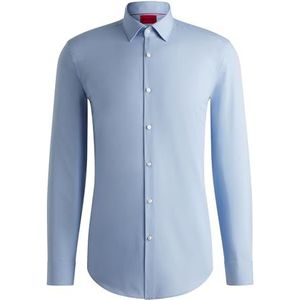 HUGO - Jenno - Overhemd - Lichtblauw - Katoen, Slim Fit, Lange Mouw