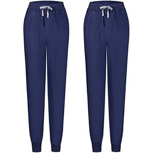 MISEMIYA - Set van 2 - sanitaire broek unisex - gezondheiduniform medische uniformen werkbroek 8316, Donkerblauw, XL