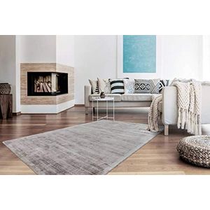 One Couture Hoogwaardig tapijt, vlakpolig, modern tapijt, handgemaakt, viscose 160cm x 230cm zilver