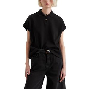 Marc OPolo Denim Poloshirt voor dames, korte mouwen, van biologisch katoen, Wide Fit, 0001, XL