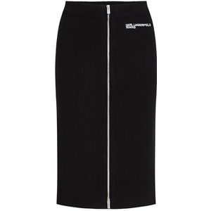 Karl Lagerfeld Jeans, Dames, Gebreide Midi Rok, Bodycon Fit, Zwart, XS