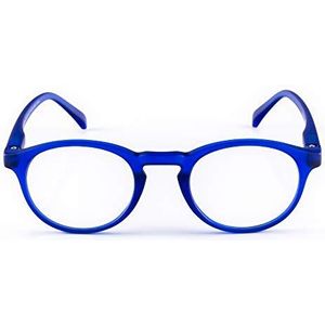 Contacta, Wall Street leesbril voor dames en heren, licht en functioneel, frame met flex-beugels, kleur blauw, dioptrie + 2,00, verpakking met brillenkoker, 26 g