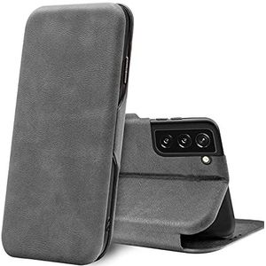 Verco Bookcase voor Samsung Galaxy S21 Hoesje, Premium Flip Cover Magneetsluiting Telefoonhoesje voor Samsung S21 5G Case met Kaarthouders slots, Zilver