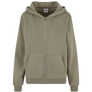 Urban Classics Damestrui met capuchon, fluffy zip hoody, pluizige capuchontrui met ritssluiting voor vrouwen, losse pasvorm, Paleolive, XL