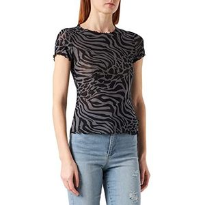 Urban Classics Dames T-shirt Ladies Mesh Tee transparant vrouwen bovendeel met golvende zoom, verkrijgbaar in vele kleuren, maten XS - 5XL, asfalt/zwart., 3XL