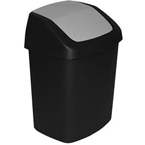 Curver Afvalbak Swing 15liter Zwart/Grijs 30,6x24,8x41,8cm Grijs Curver Prullenbak (30,6cm X24,8cm)