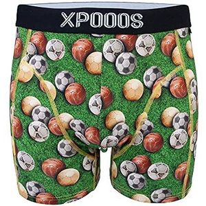 XPOOOS Heren Soccer Boxer Shorts, Groen, Extra Large